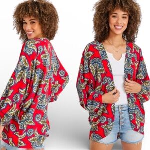 NEW Maurice’s red floral kimono top L/XL
